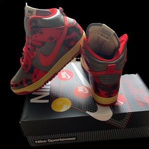 nike dunks red acid wash